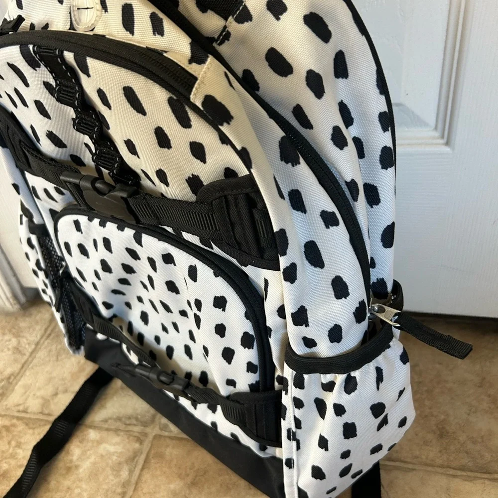 Pottery Barn Mackenzie Black & White Brushstroke Dot Backpack Large NWOT